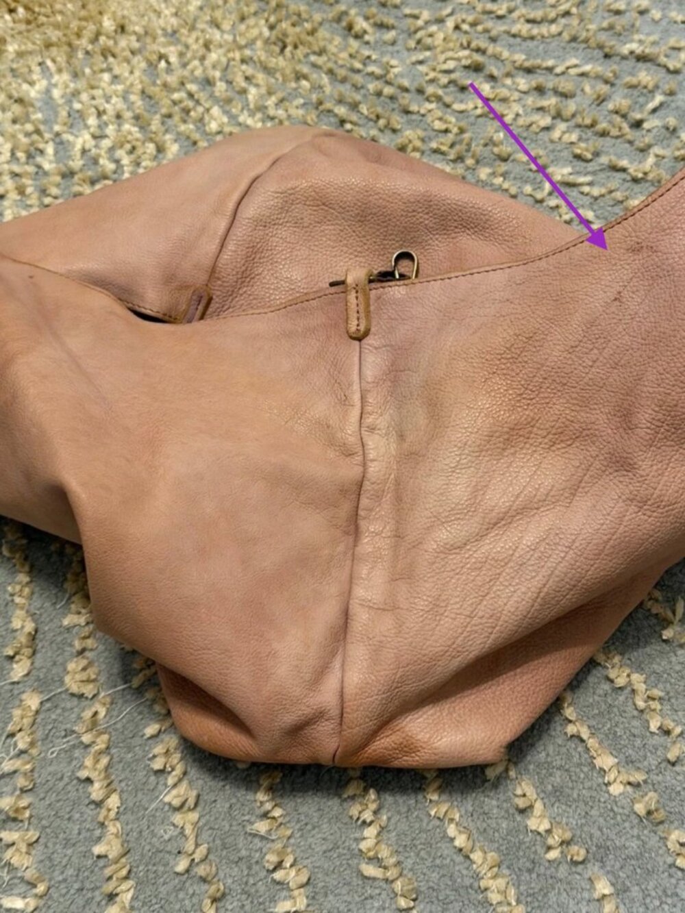 Free People Tivoli Leather Tote Bag Tan NWOT Pebbled Leather Slouchy Tote - Picture 15 of 16